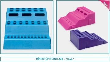 İSOLAB 080.01.003P mikrotüp standı - 3 sıralı - mor (1 adet)