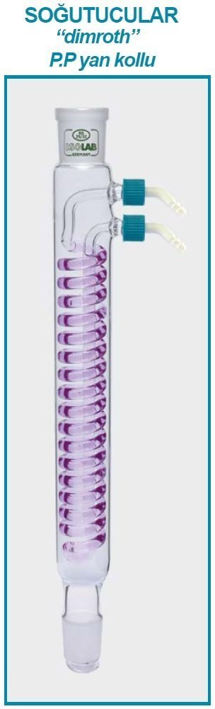 İSOLAB 033.18.163 soğutucu - dimroth - 160 mm - dişi:NS29/32 -erkek:NS29/32 - P.P yan kol (1 adet)
