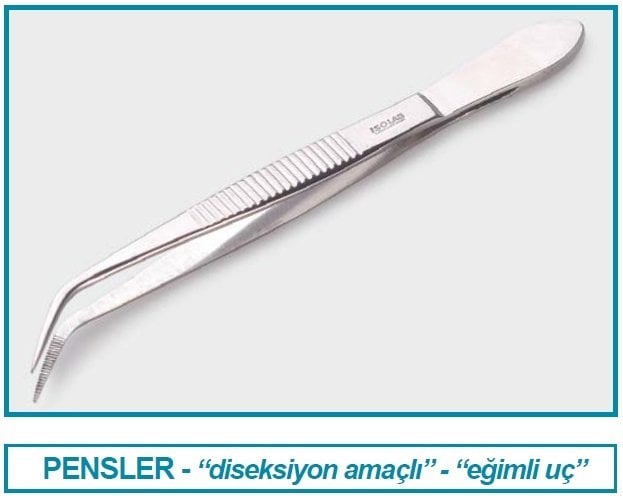 İSOLAB 048.08.130 pens - diseksiyon - sivri/kıvrık - 130 mm (1 adet)