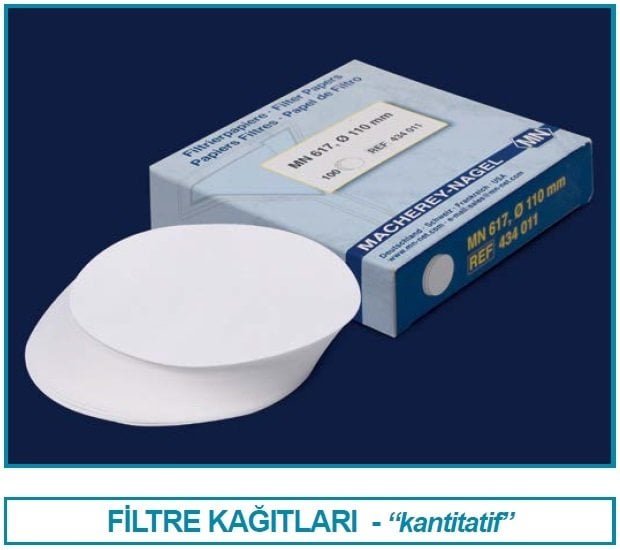 İSOLAB 105.02.110 filtre kağıdı - kantitatif - M&Nagel - 110 mm - beyaz bant - orta akış hızı (100 adet)