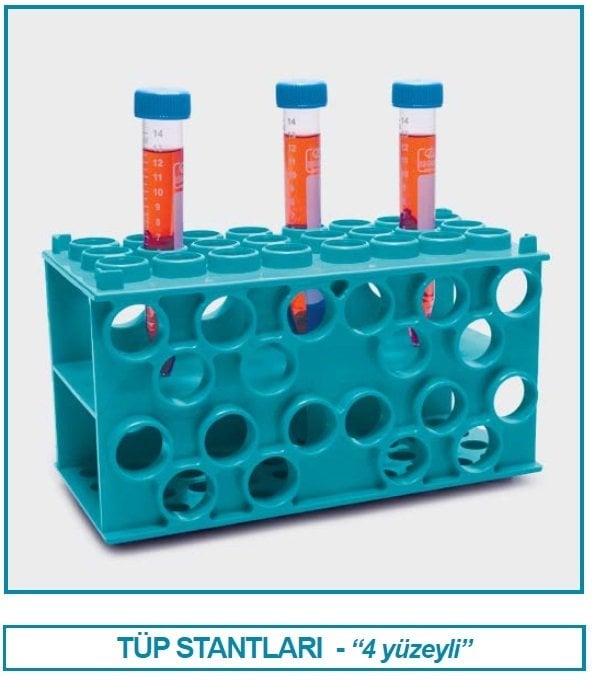 İSOLAB 080.01.001 tüp standı - P.P - 4 yüzlü (1 adet)