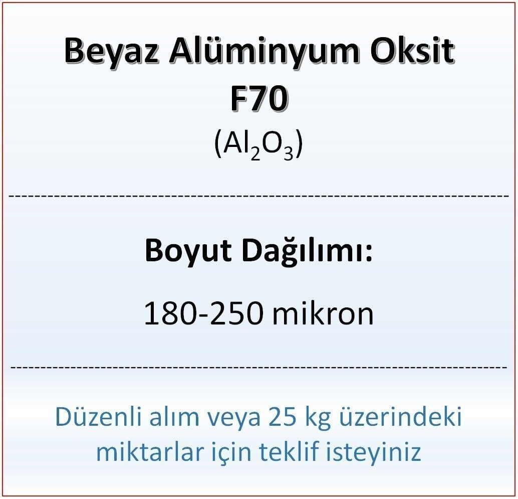 Alüminyum Oksit F70 - Al2O3 - 180-250mikron 1 kg