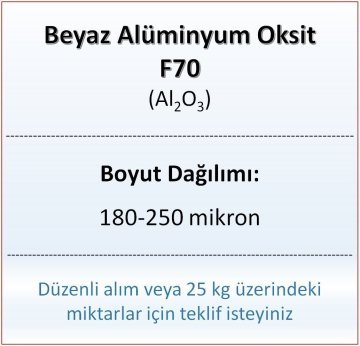 Alüminyum Oksit F70 - Al2O3 - 180-250mikron 25 kg