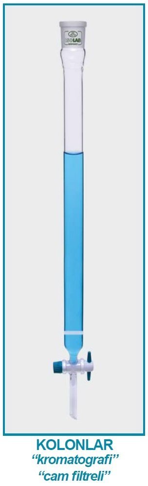 İSOLAB 066.11.004 kromotografi kolonu-dişi şilifli&fritli-400 mm-çap 20 mm-dişi:NS 29/32 (1 adet)