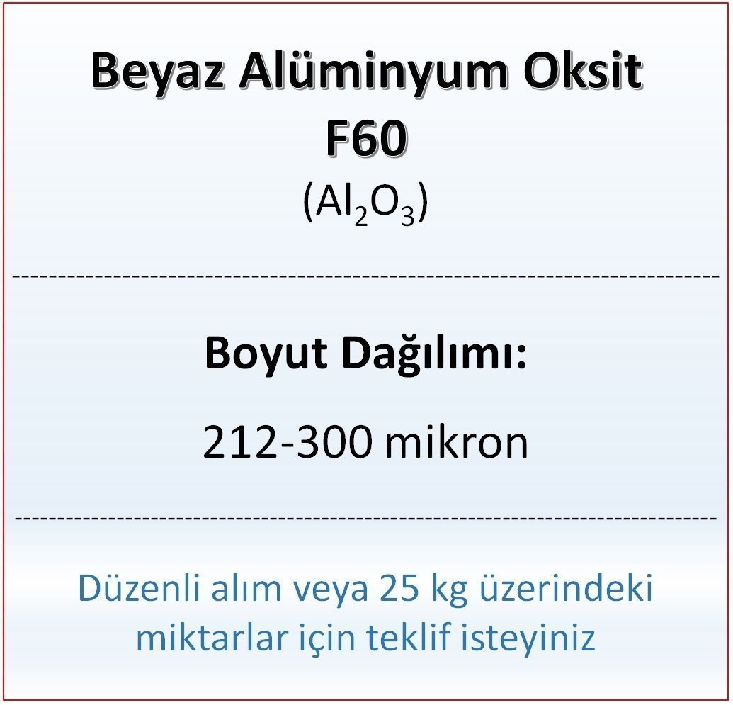 Alüminyum Oksit F60 - Al2O3 - 212-300mikron 1 kg
