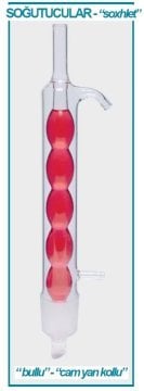 İSOLAB 035.11.500 soğutucu - Allihn - soxhlet için - 500 ml - erkek:NS 45/40 - cam yan kol (1 adet)