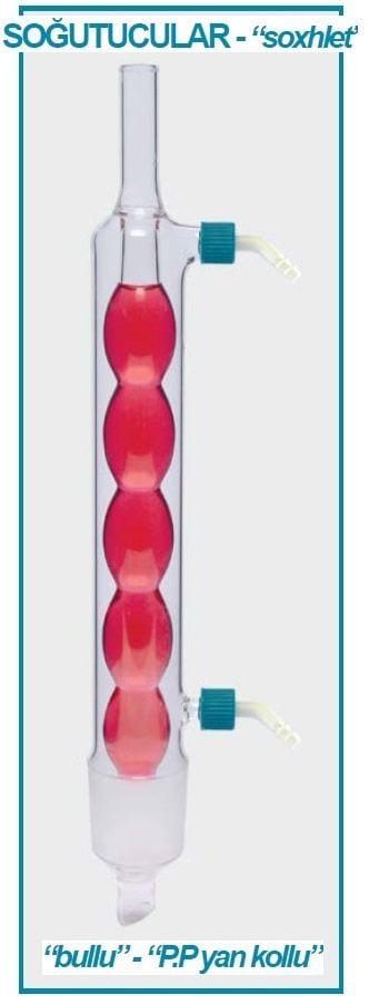 İSOLAB 035.12.070 soğutucu - Allihn - soxhlet için 70 ml - erkek:NS 34/35 - P.P yan kol (1 adet)