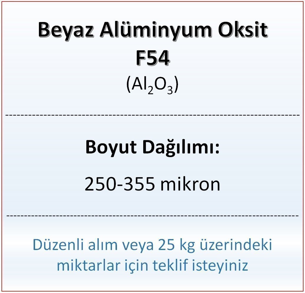 Alüminyum Oksit F54 - Al2O3 - 250-355mikron 25 kg