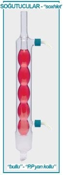 İSOLAB 035.12.500 soğutucu - Allihn - soxhlet için 500 ml - erkek:NS 45/40 - P.P yan kol (1 adet)