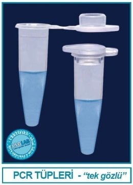 İSOLAB 123.01.002 PCR tüpleri - düz kapaklı - 0.2 ml - steril (500 adet)