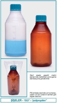 İSOLAB 061.18.901 şişe - ISO - vida kapaklı - orta boyun - P.P - amber - 1000ml - steril (1 adet)