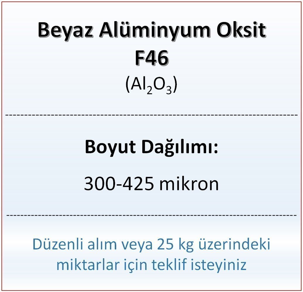 Alüminyum Oksit F46 - Al2O3 - 300-425mikron 500 gram