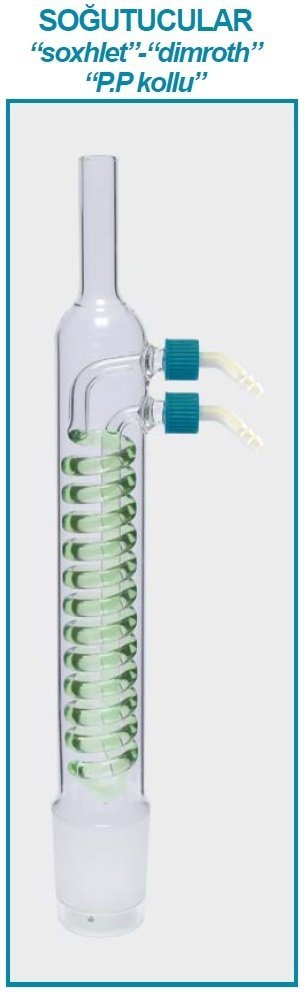 İSOLAB 035.14.250 soğutucu- Dimroth -soxhlet için-100/250 ml-erkek:NS 45/40 - P.P yan kol (1 adet)