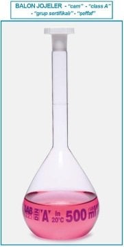 İSOLAB 013.01.905 balon joje - standard - şeffaf - A kalite - grup sertifikalı - mavi skala - 5000 ml - NS 34/35 (1 adet)