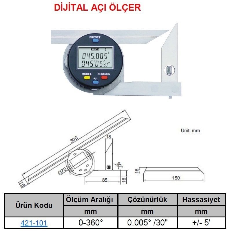 Dijital Açı Ölçer 0-360o
