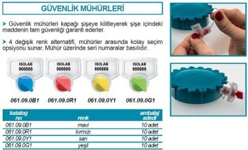 İSOLAB 061.09.0Y1 güvenlik mühürü - geniş ağızlı şişeler için - sarı renkli (10 adet)