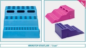 İSOLAB 080.01.003B mikrotüp standı - 3 sıralı - mavi (1 adet)