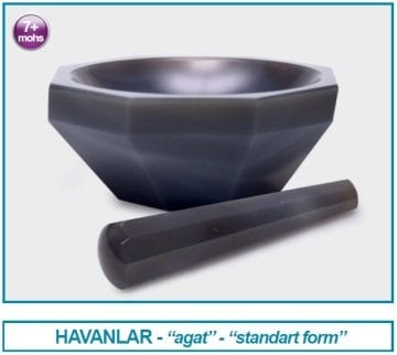 İSOLAB 038.07.150 havan - agat - tokmağı ile - çap 150 mm - standart form (1 adet)