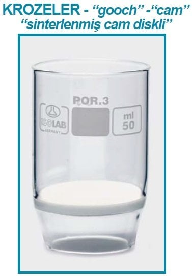 İSOLAB 043.02.031 kroze - gooch - sinter cam filtreli - 1D - por 1 - 30ml (1 adet)
