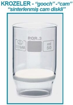 İSOLAB 043.02.033 kroze - gooch - sinter cam filtreli - 1D - por 3 - 30ml (1 adet)