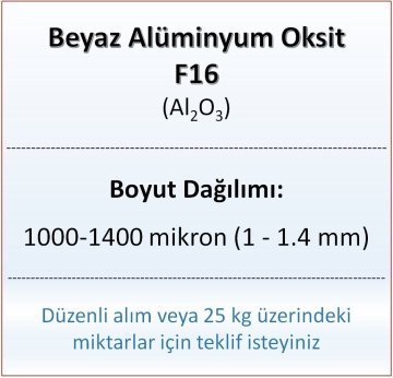 Alüminyum Oksit F16 - Al2O3 - 1000-1400mikron 10 kg