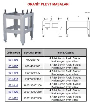 Masa Granit Pleyt 1000x630x150mm