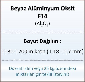 Alüminyum Oksit F14 - Al2O3 - 1180-1700mikron 10 kg
