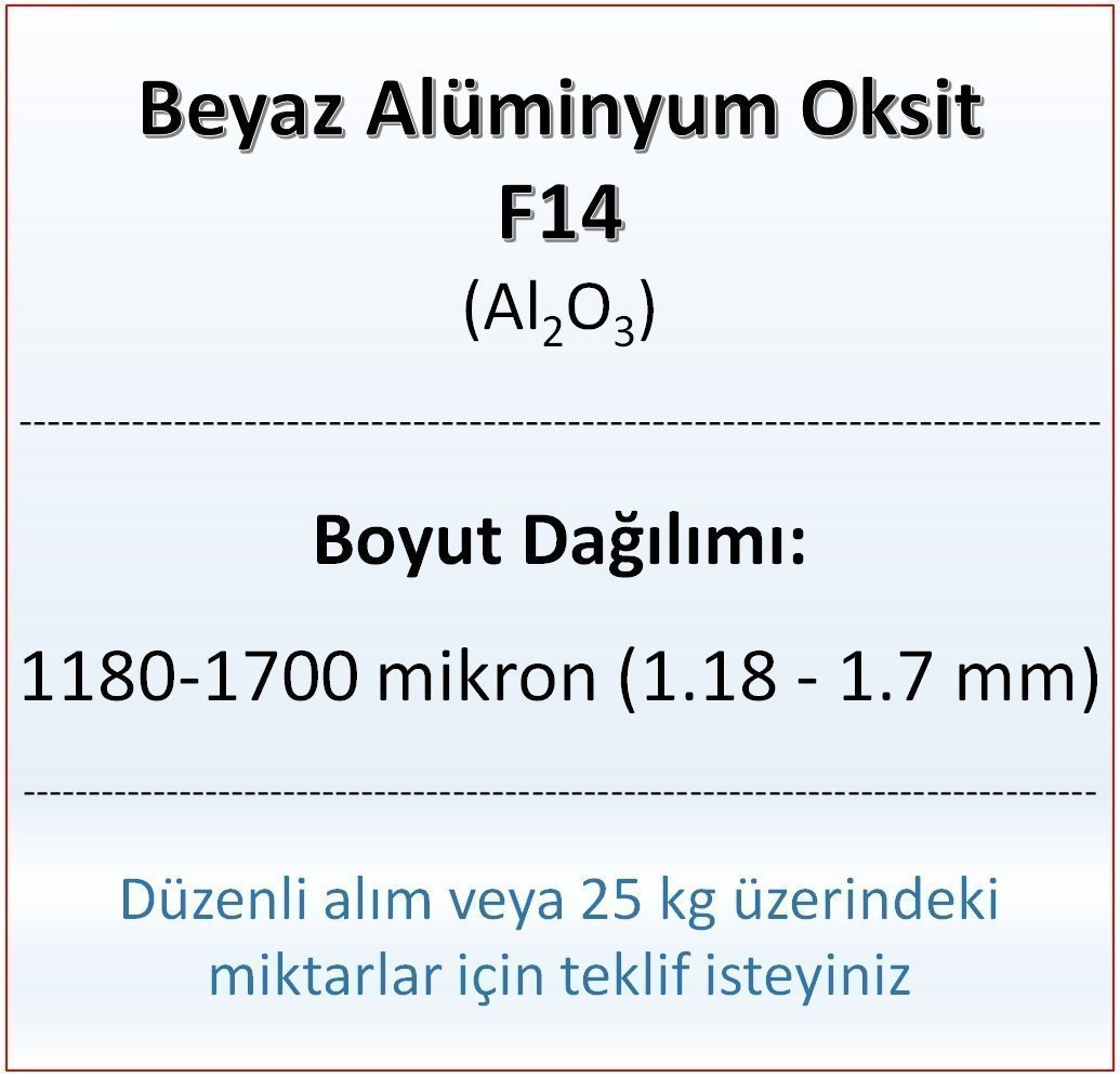 Alüminyum Oksit F14 - Al2O3 - 1180-1700mikron 5 kg
