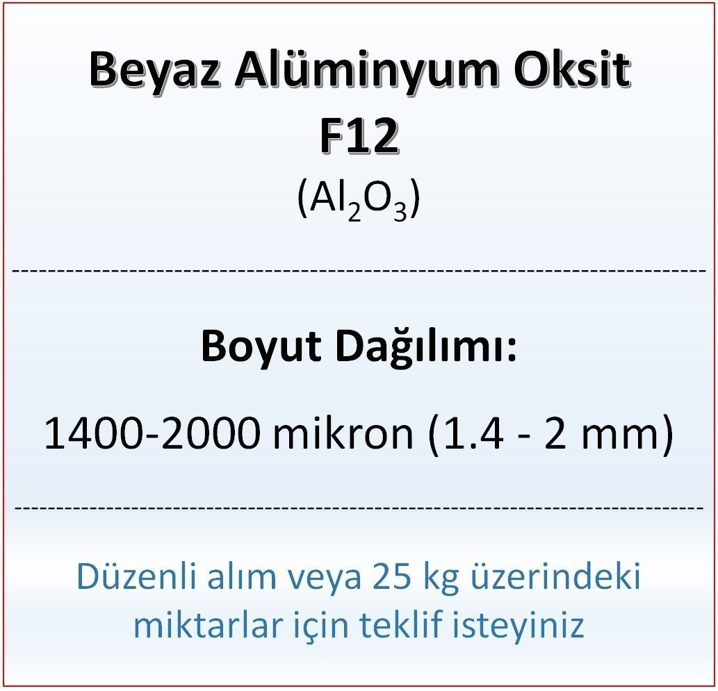 Alüminyum Oksit F12 - Al2O3 - 1400-2000mikron 1 kg