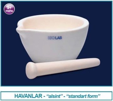 İSOLAB 038.08.150 havan - alumina - tokmağı ile - 150 mm dış çap (1 adet)