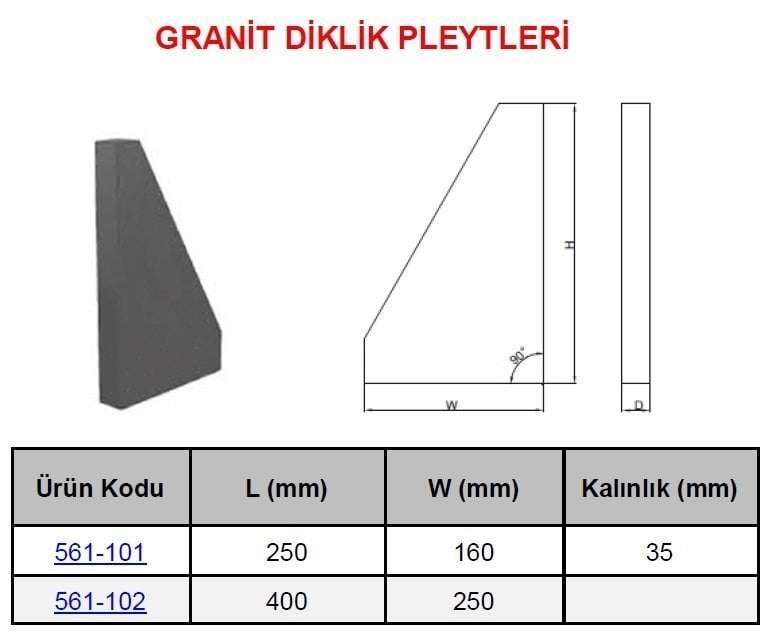 Granit Diklik Pleyti 250x160mm