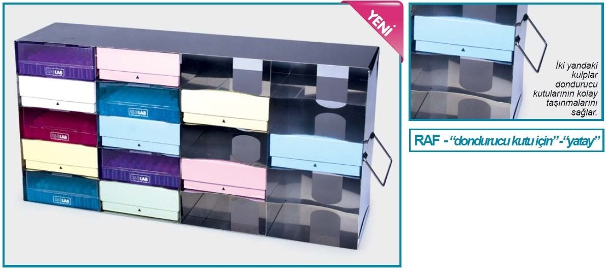 İSOLAB 092.22.244 dondurucu rafı - çelik - yatık model - 16 adet 2 ml cryo kutu kapasiteli (1 adet)