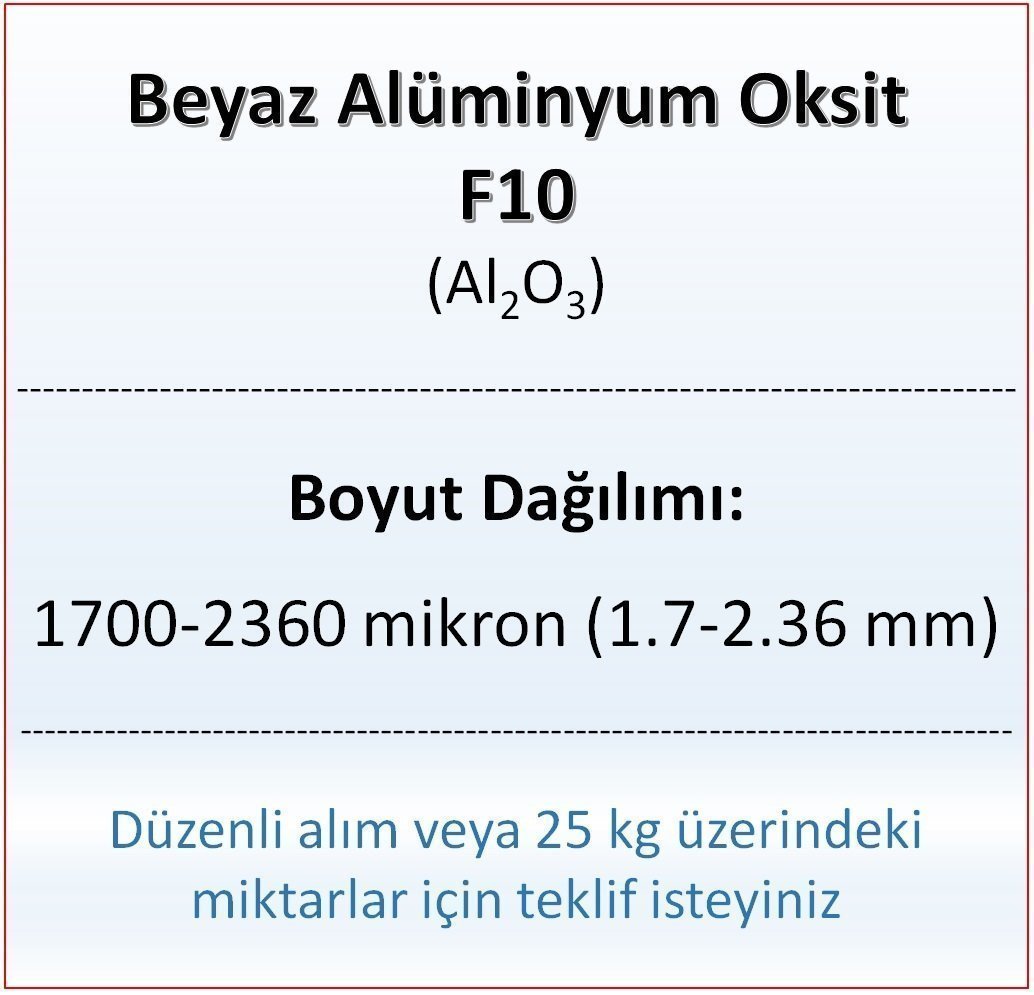 Alüminyum Oksit F10 - Al2O3 - 1700-2360mikron 5 kg