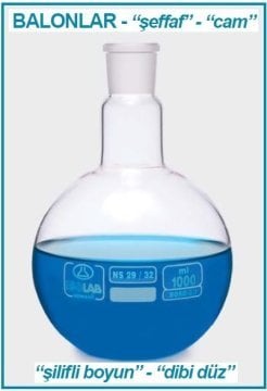 İSOLAB 030.01.900 balon - cam - dibi düz - şilifli - 1000 ml - NS24/29 (1 adet)