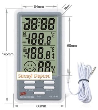 DC-803 Kablolu Alarmlı Sıcaklık ve Nem Ölçer