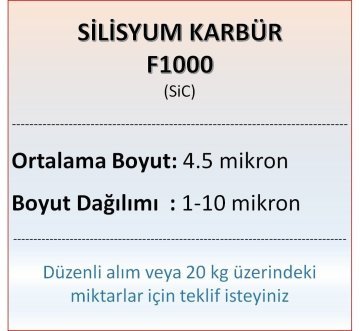 Silisyum Karbür F1000 - SiC- 4.5 mikron - 500 gram