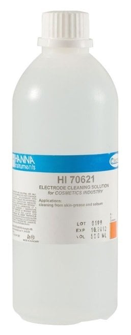 HANNA HI70621L Cleaning Solution for Skin Grease and Sebum (Cosmetic Industry), 500 mL bottle