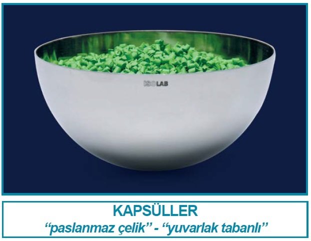İSOLAB 038.14.060 kapsül - paslanmaz çelik - dibi yuvarlak - 60 mm (1 adet)