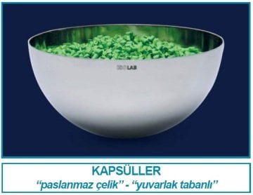 İSOLAB 038.14.060 kapsül - paslanmaz çelik - dibi yuvarlak - 60 mm (1 adet)