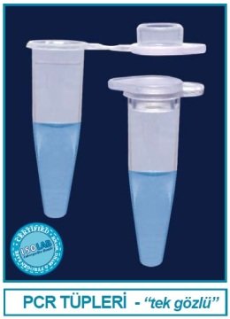 İSOLAB 123.01.002 PCR tüpleri - düz kapaklı - 0.2 ml - steril (500 adet)