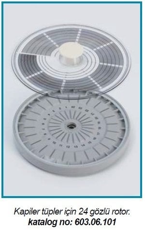 İSOLAB 603.06.101 rotor - hematokrit santfüj için - 24 yuvalı - hematokrit tüp kullanımlı (1 adet)