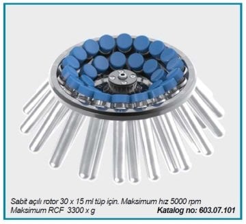 İSOLAB 603.07.101 sabit açılı rotor - 30 x 15 ml tüp kapasiteli - çok amaçlı santrjüj için (1 adet)