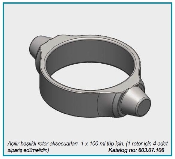 İSOLAB 603.07.106 açılır başlıklı rotor adaptörü - 1 x 100 ml tüp kapasiteli - çok amaçlı santrfüj için (1 adet)