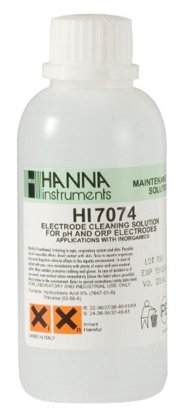 HANNA HI7074M Cleaning Solution for Inorganic Substances, 230 mL bottle