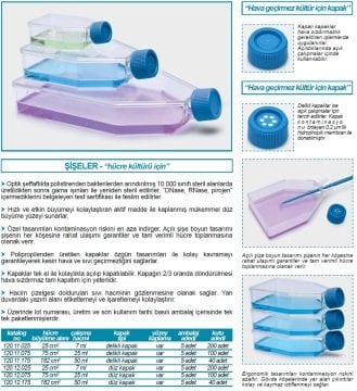 İSOLAB 120.12.025 şişe - hücre kültürü - kapalı kapaklı - 25 cm2 - 7 ml (200 adet)