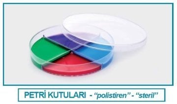 İSOLAB 081.02.094 petri kutusu - P.S - 90 x 17 mm - 4 bölmeli - steril A (500 adet)