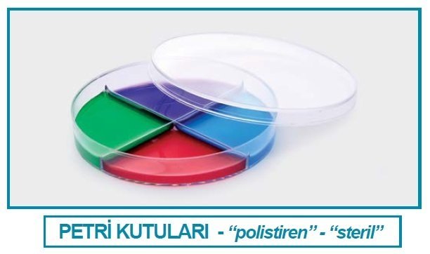 İSOLAB 081.02.194 petri kutusu - P.S - 90 x 17 mm - 4 bölmeli - gamma steril (360 adet)