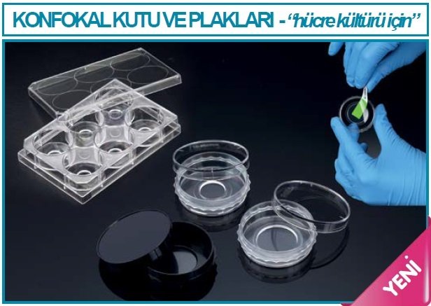 İSOLAB 126.03.135 konfokal kabı - confocal kabı & kapağı - cell culture - 35 mm çap - yüzey kaplı (50 adet)