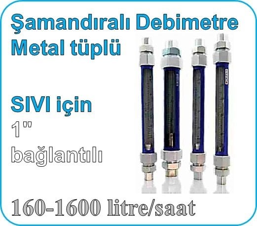 Metal Tüplü Şamandıralı Cam Debimetre (SIVI için) 160-1600 lt/saat (1'' bağlantılı)