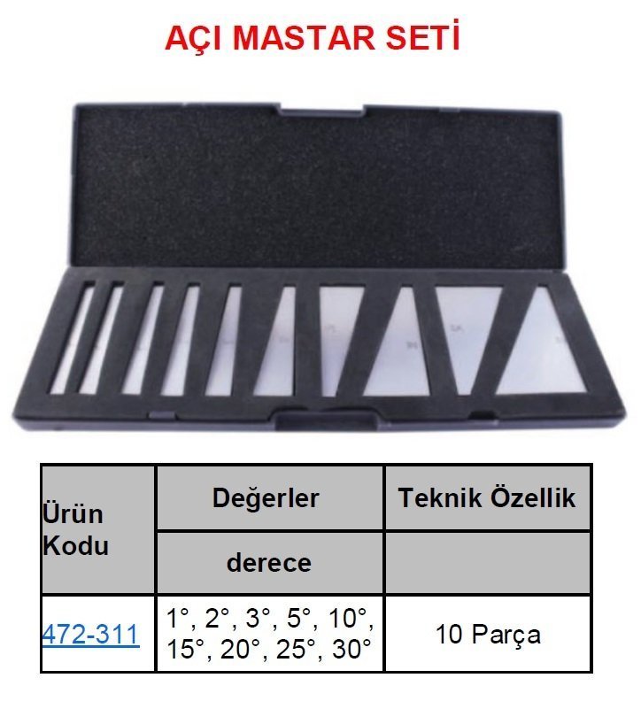 Açı Mastar Seti 1o-30o 10parça